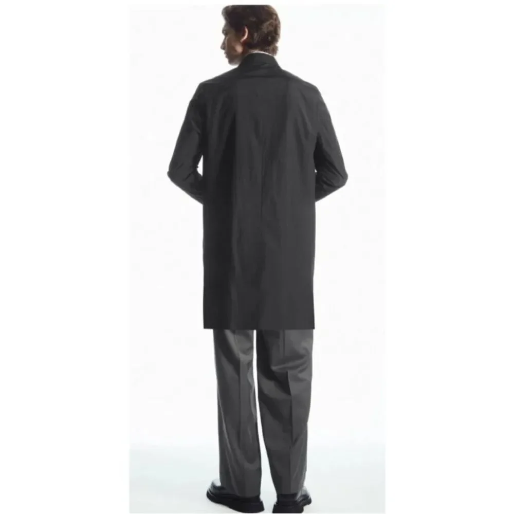 COS Men's Black Collared Lightweight Long Jacket Size 38